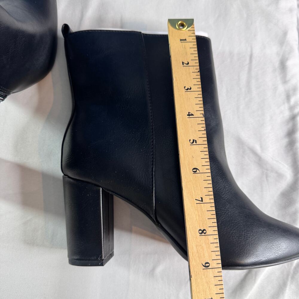 JustFab Olivia-E Black Ankle Booties Sz 9 Pointed Toe Block Heel Zip NIB - Picture 5 of 10